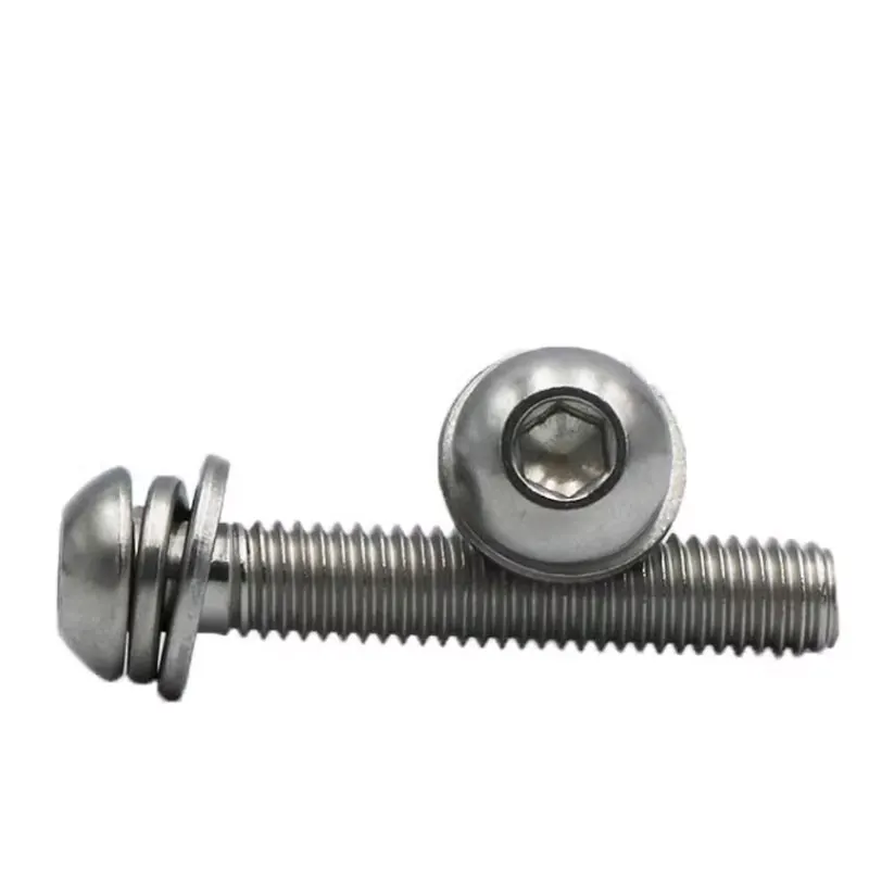 M6 M8 M10 Stainless Steel SS SUS AISI ANSI 304 316 316L A2 A4 70 80 Hexagon Hex Socket Button Head Screw Assembled With Washer