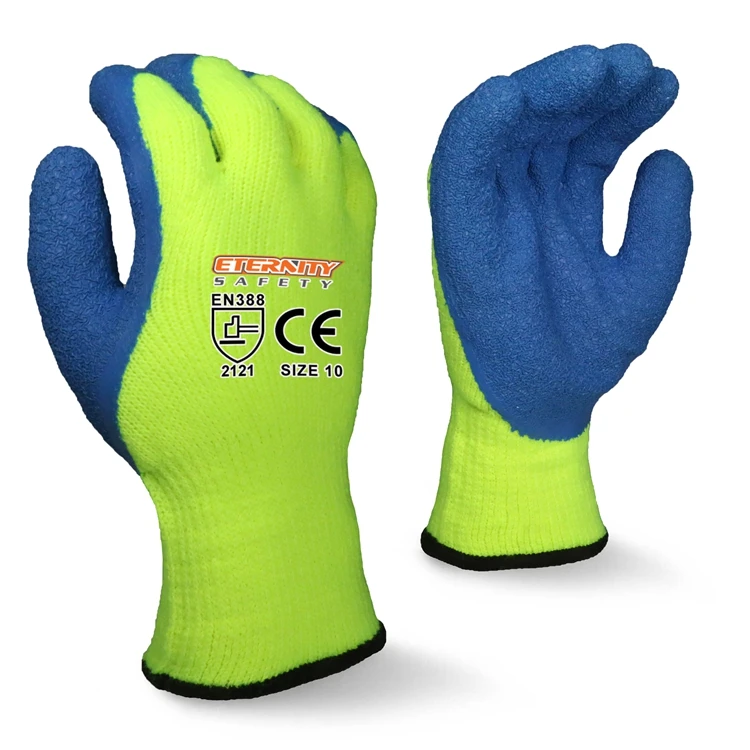 ENTE SAFETY Winter Warm Latex Coated Foam Anti Slip Hard Wearing Knitting Shell Protection Hand Gloves Safety