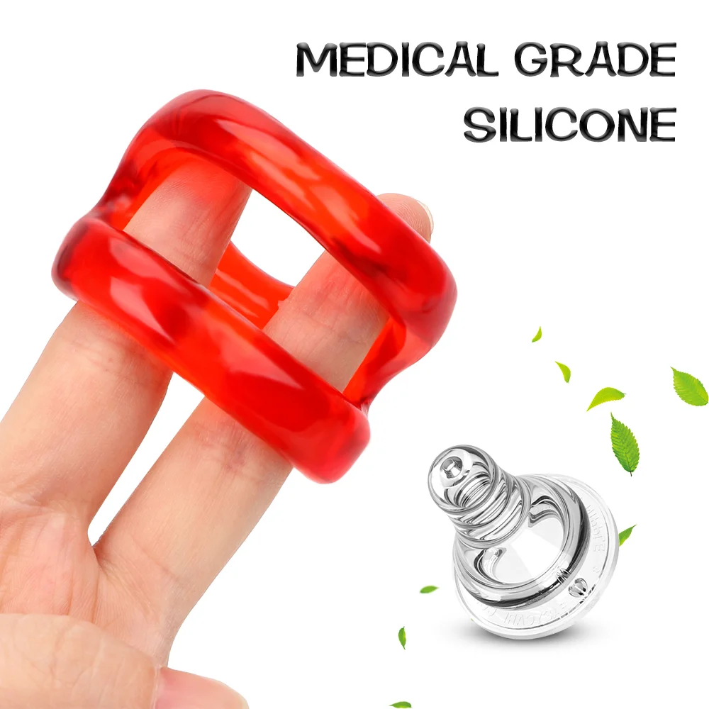 Male Fine Double Loop Soft TPE Balls Lock Loops Ejaculating Sex Machine