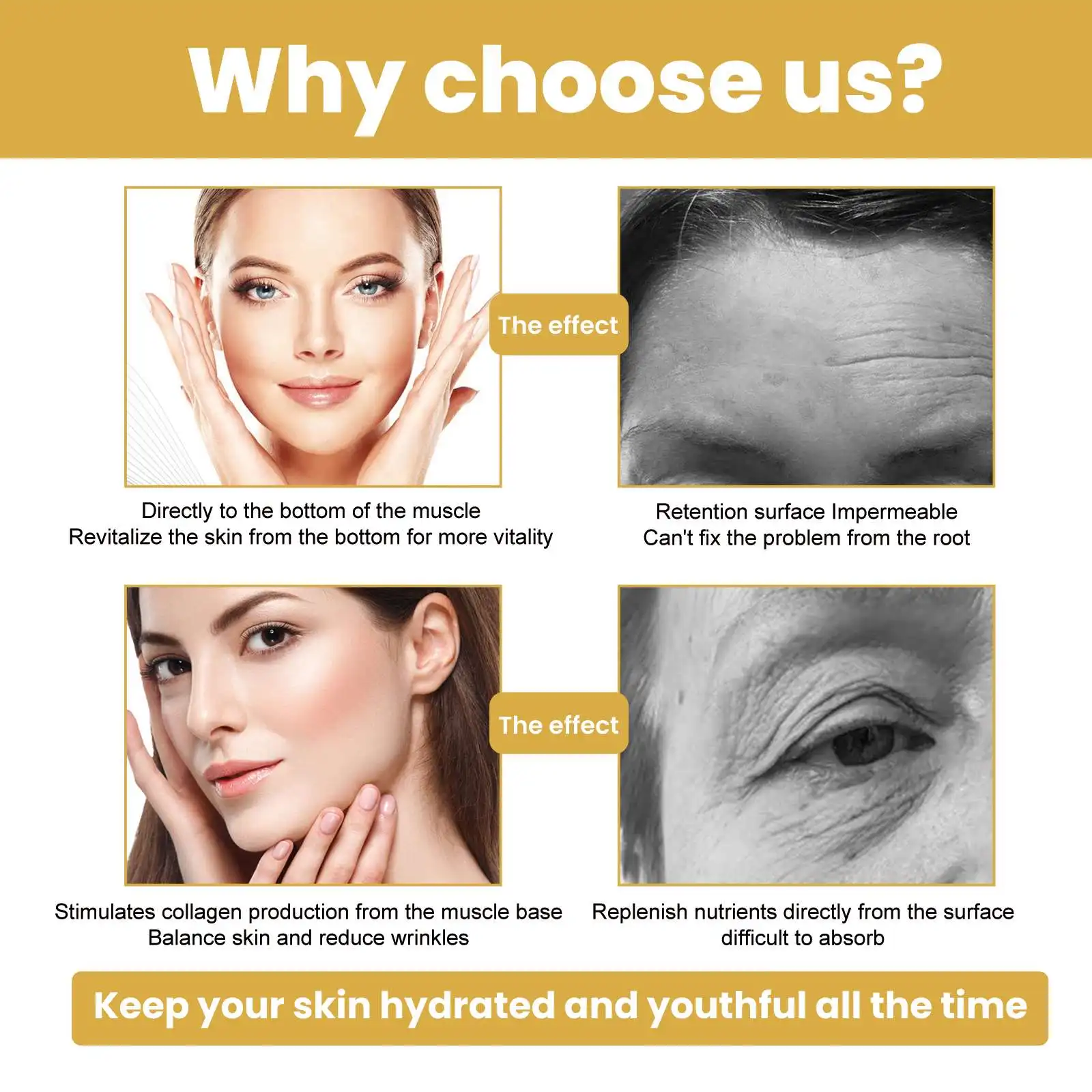 Amz on Hot 24K Gold Anti Aging Snail Oil Serum Lifting Reduce Fine Lines and Wrinkles Anti-Aging Moisturizing Snail Serum