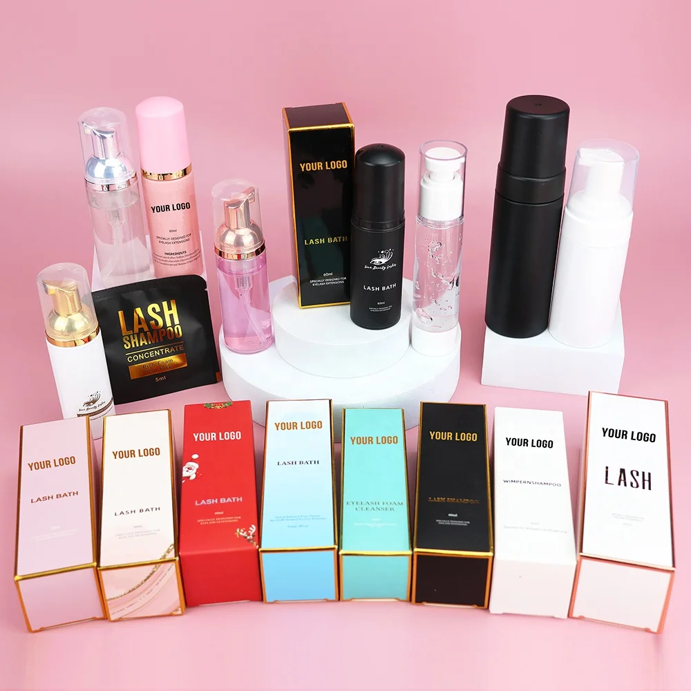 Custom Eyelash Shampoo Black Bottle Eyelash Wash Eyelash Foam Cleanser Eyelash Foam
