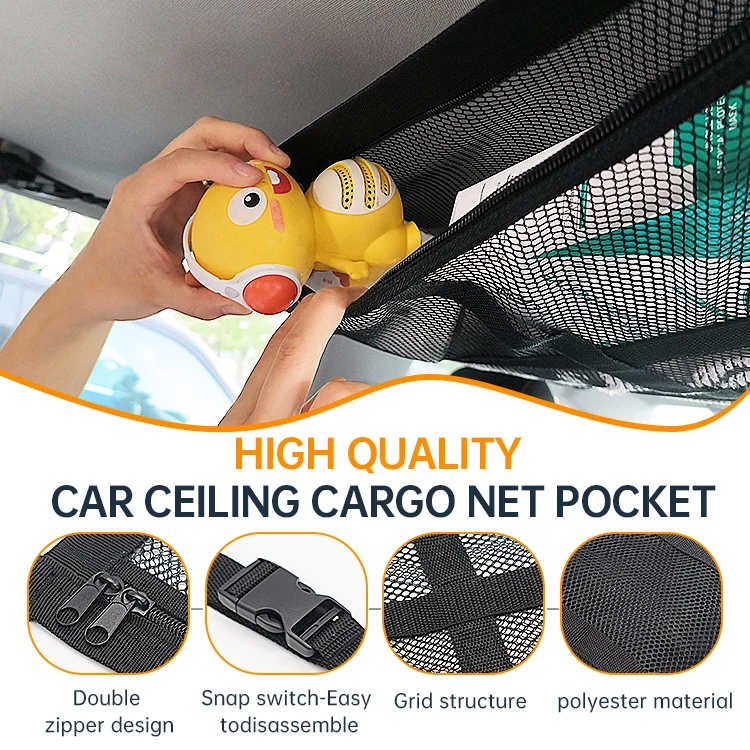 Модерненный Автомобильный потолочный грузовой сетчатый карман 90*65 см автомобильный Органайзер на крышу для хранения автомобиля Регулируемый для фургона внедорожника