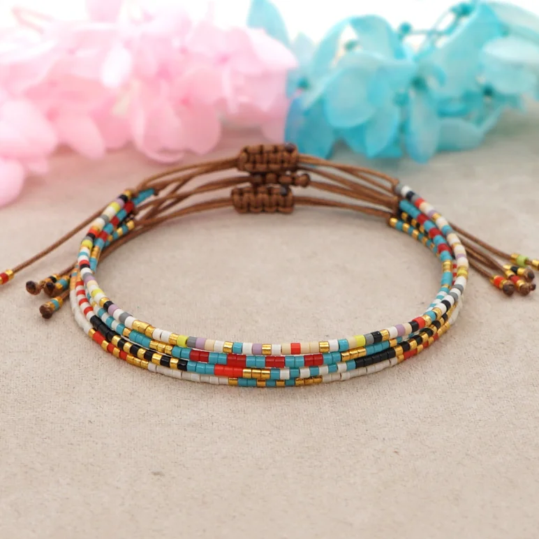 Hot Sale Bohemian Beach Vacation Miyuki Seed Bead Bracelet for Women Handmade Knitted Colorful Beaded Couple Friendship Bracelet