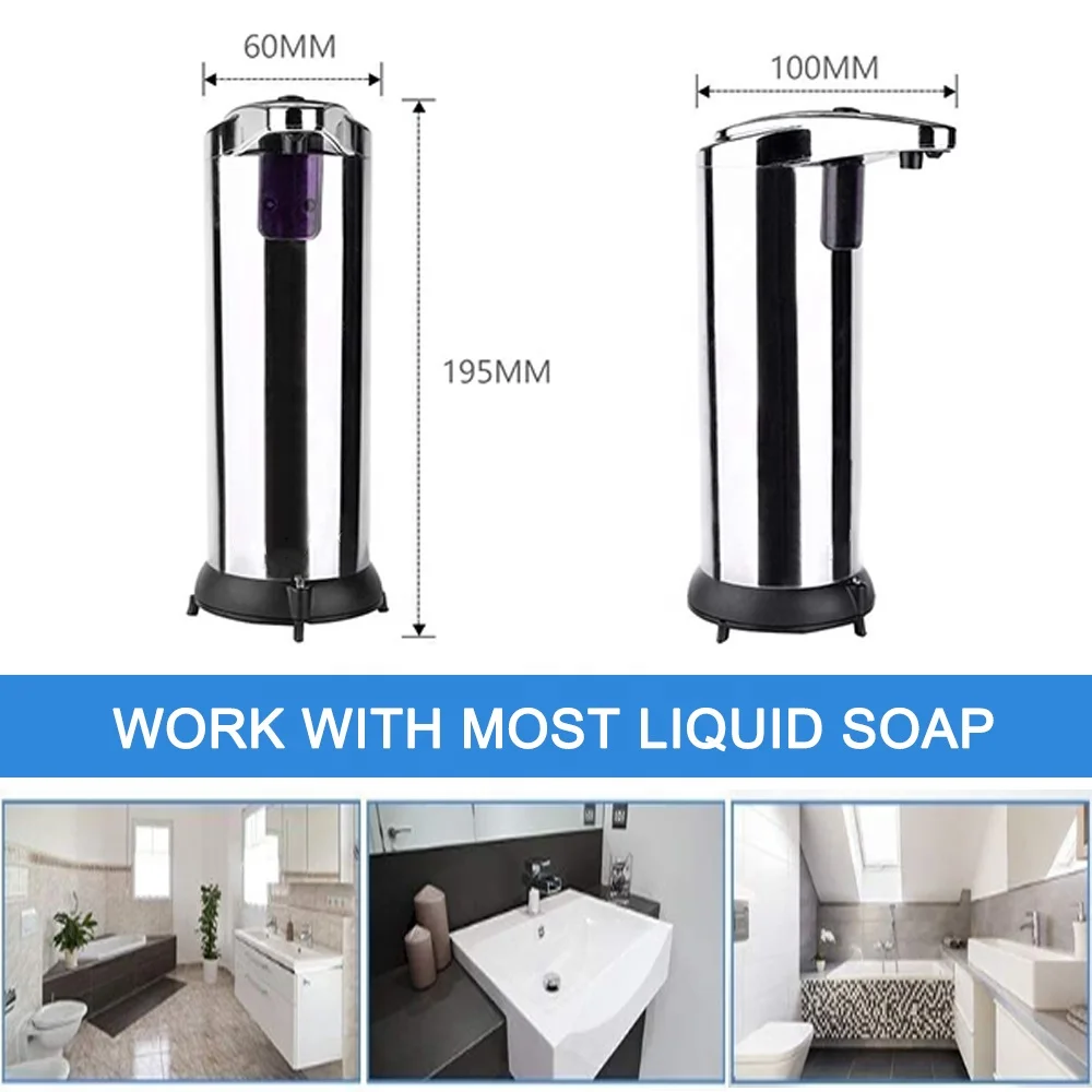 Divtop Bathroom Automatic Foaming Touchless 350ml 12oz Battery Operated Hand Free Foam Liquid Soap Dispenser for Kitchen