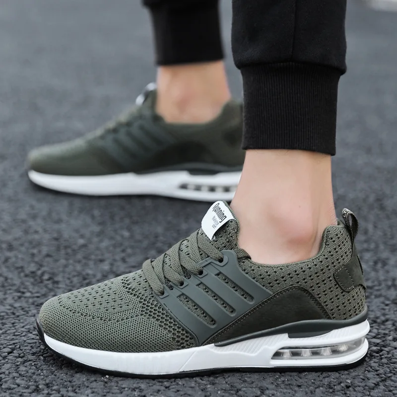 Пользовательская Летающая тканая поверхность сетчатая подкладка EVA Нижняя воздушная подушка мужская повседневная спортивная обувь