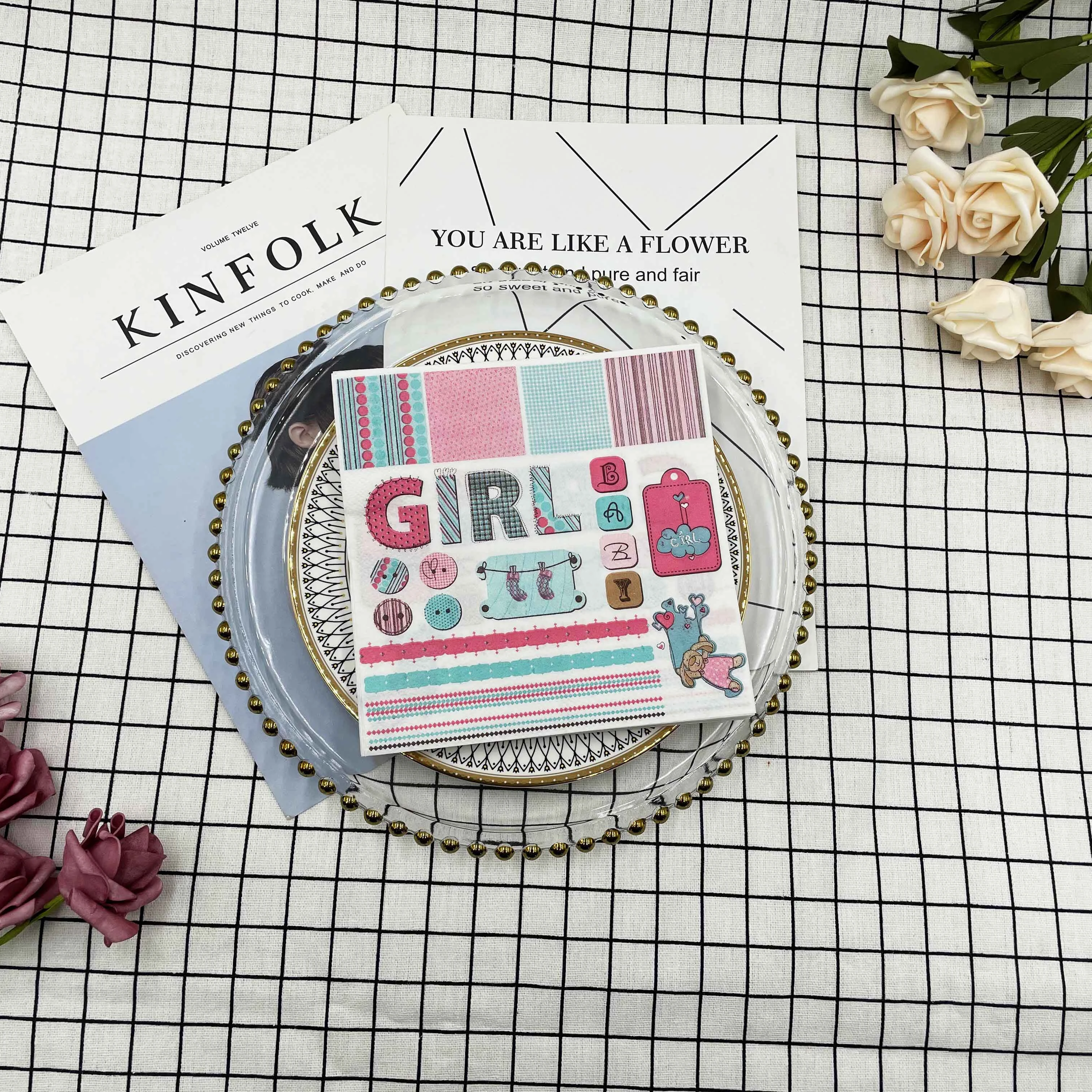 Wholesale Baby Shower Printed Paper Napkin Girl Gender Reveal Party Napkin Decoration