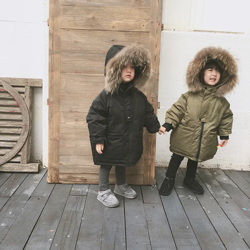 Clothing factories kids clothing children boys wear white goose down coat wadded jackets winter custom long coats for girls
