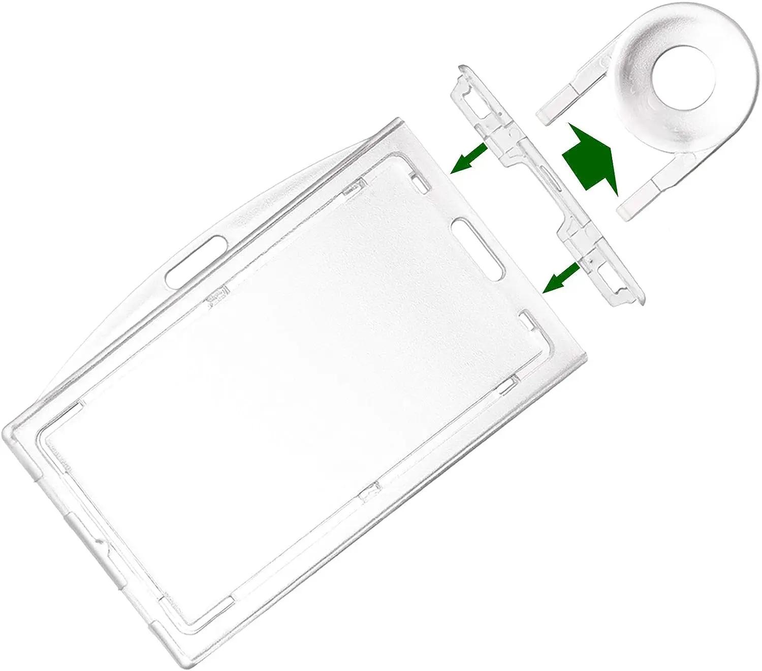 Bestom Clear Hard Plastic ID Badge Holder Horizontal and Vertical Dual-Use ID Card Holder with Lock 1840-6610