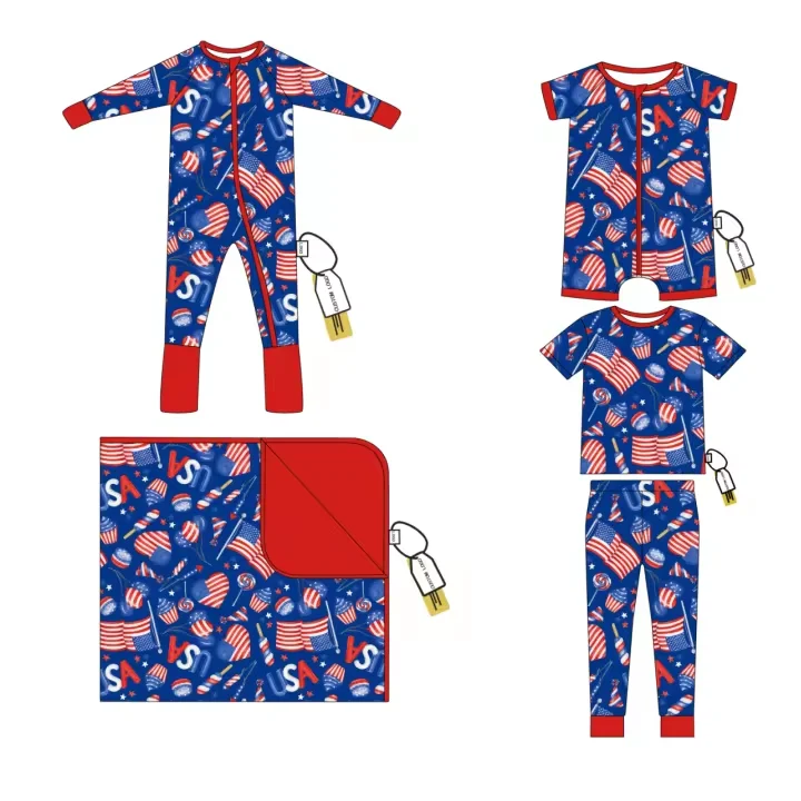 Хит продаж, мягкий детский бамбуковый комбинезон July 4, бамбуковый комбинезон на молнии, Бамбуковая Пижама с коротким рукавом