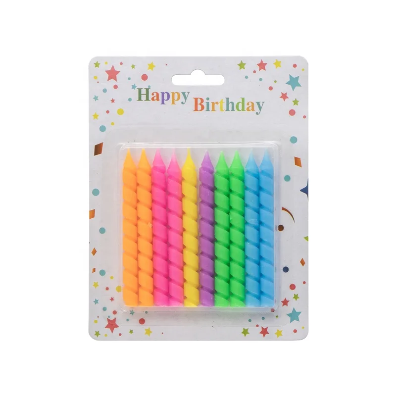 Wholesale Paraffin Wax Birthday Cake Spiral candle with holders