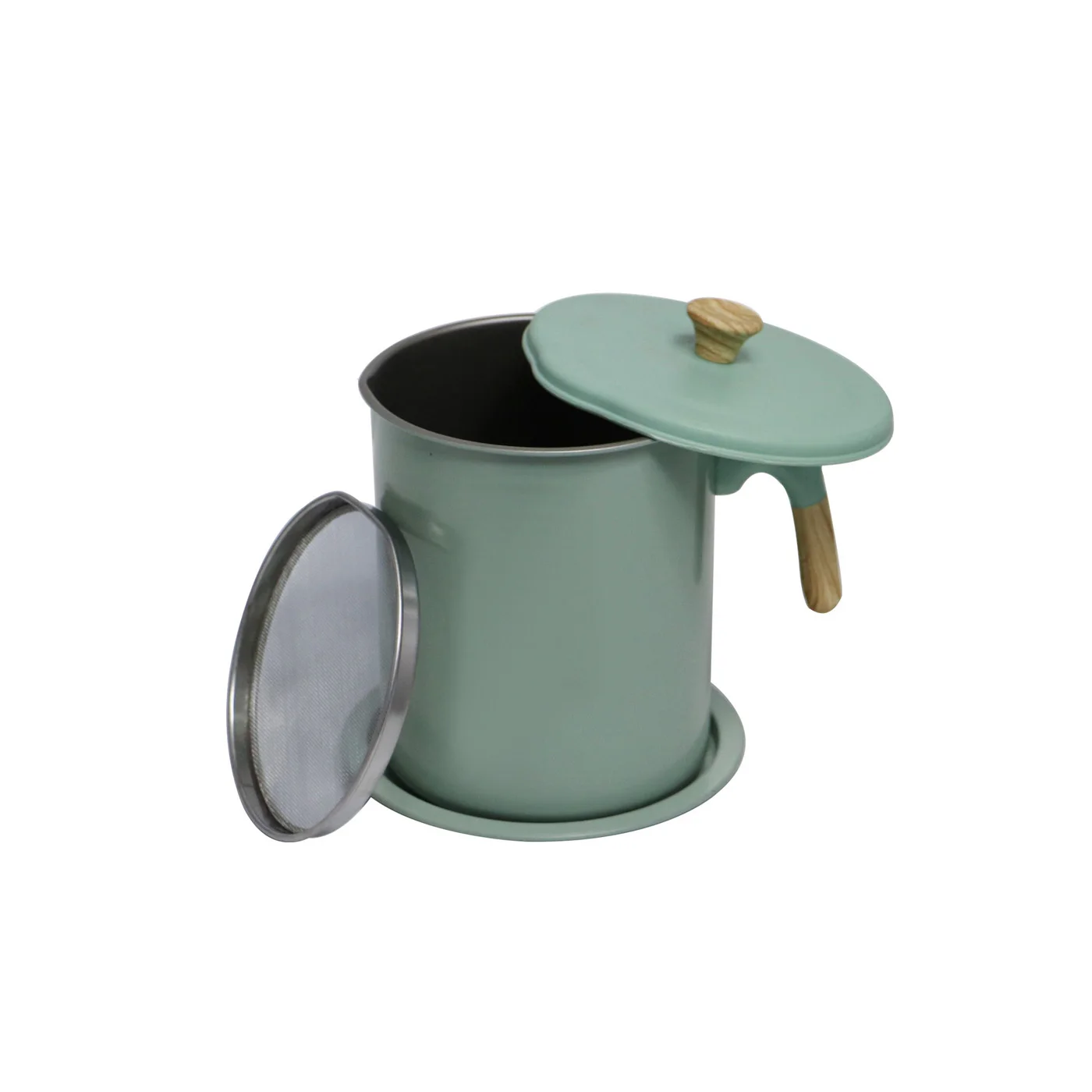 Bacon Grease Container Thick Iron Oil Filter Pot Rust-Proof Oil Storage Container For Kitchen (1.4L/1.7L) Grease Can