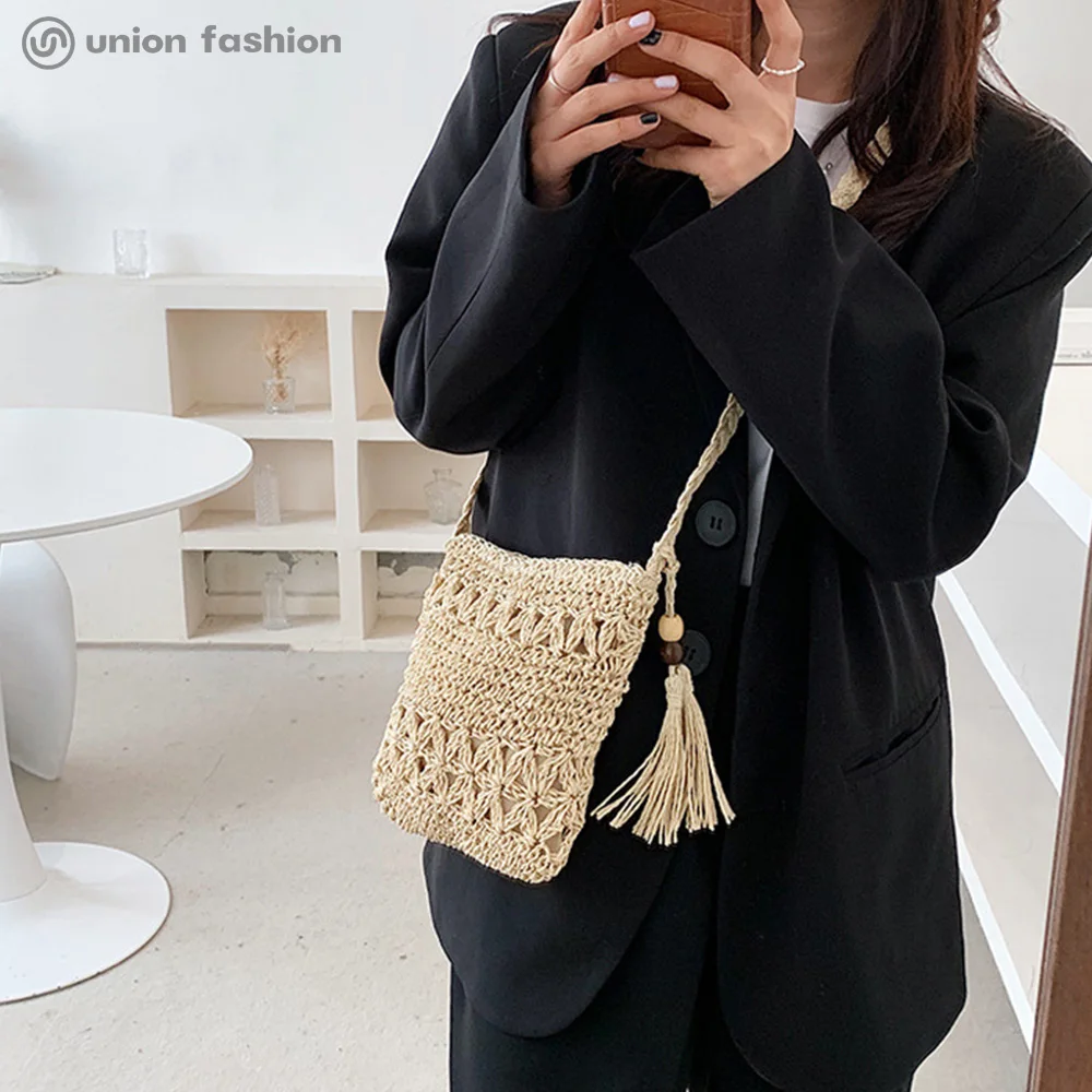 
Fashion Summer Kids Women Popular Vintage Straw Crochet Beach Crossbody Bag Handbags 