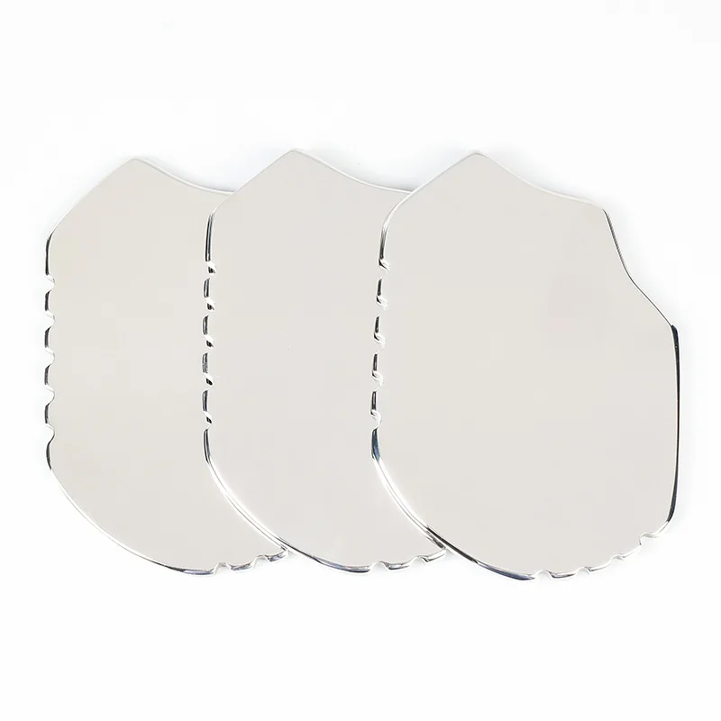 Hot Sale Myofascial Soft Tissue 304 Stainless Steel Hand Grip Scraper Facial Massage Iastm Gua Sha Plate Tools With Teeth