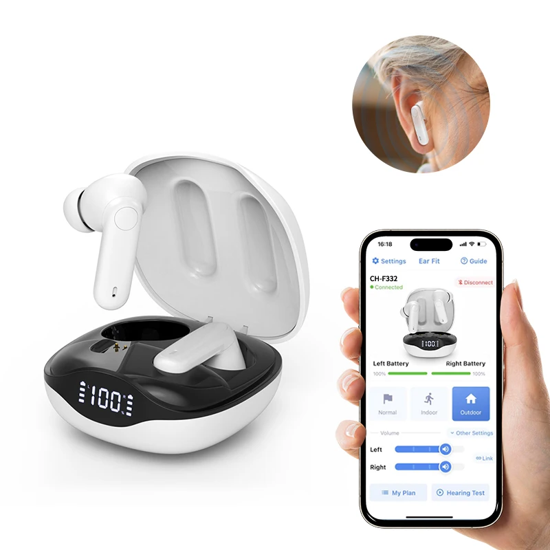 Smart Noise Reduction Hearing Amplifier Aids Seniors With Bluetooth Hearing Loss Mini White Wireless Hear Aid