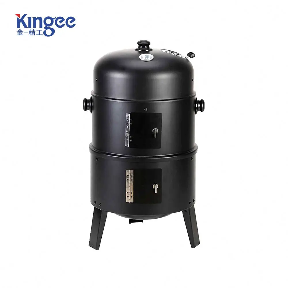 Hot Selling 3 Layers Tower Vertical Barrel Charcoal Bbq Grill Smoke Oven