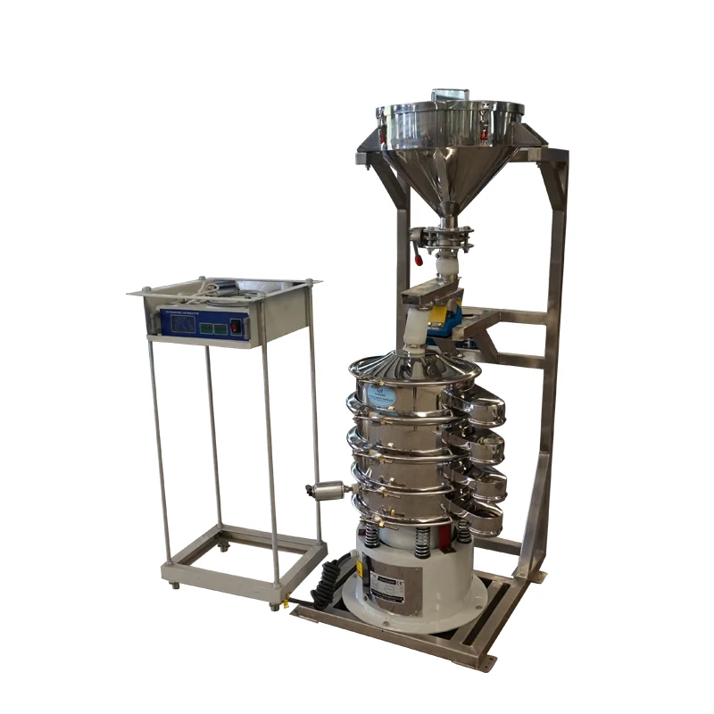 Dahan New design Battery Industry 3 Deck Circular Ultrasonic Vibrating Screen Sieve Machine with Feeding system