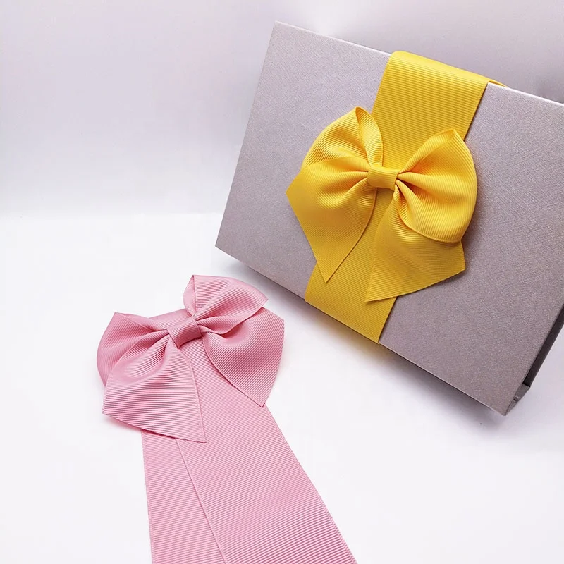 E-Magic wholesale grosgrain ribbon making bow 100% polyester pre tied ribbon bow custom big packing bow for gift box