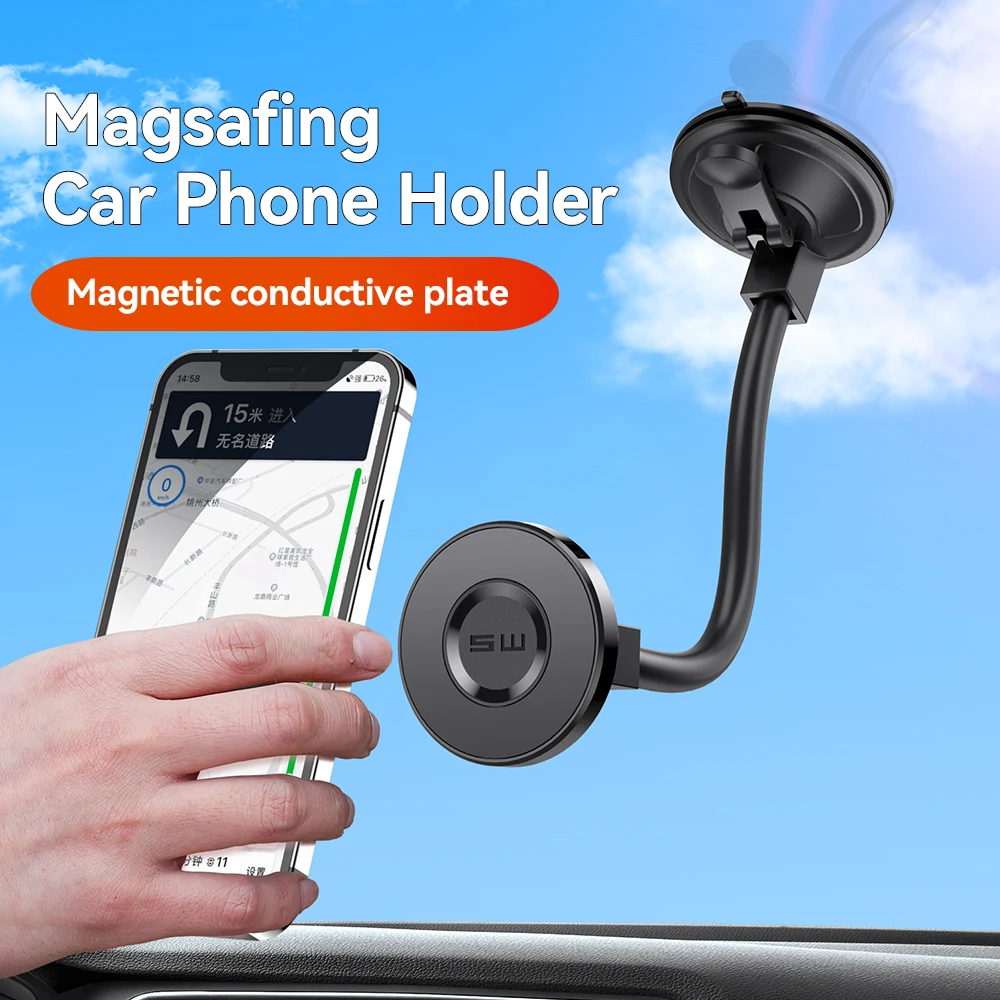 Hands Free universal dashboard windshield Long Arm gooseneck mobile holder Car Mount Strong Magsafing Magnetic Car Phone Holder