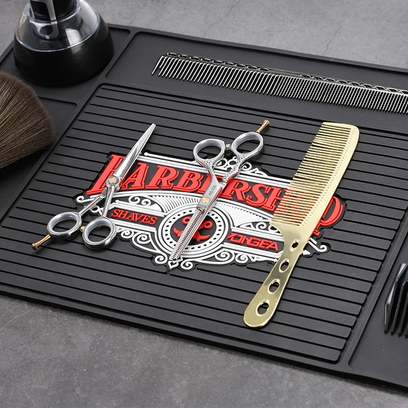 Personal Customized Hair Barber Mat Salon Flexible PVC Rubber Nonslip Salon hairdressing Barber Mat for Clippers Salon Tools