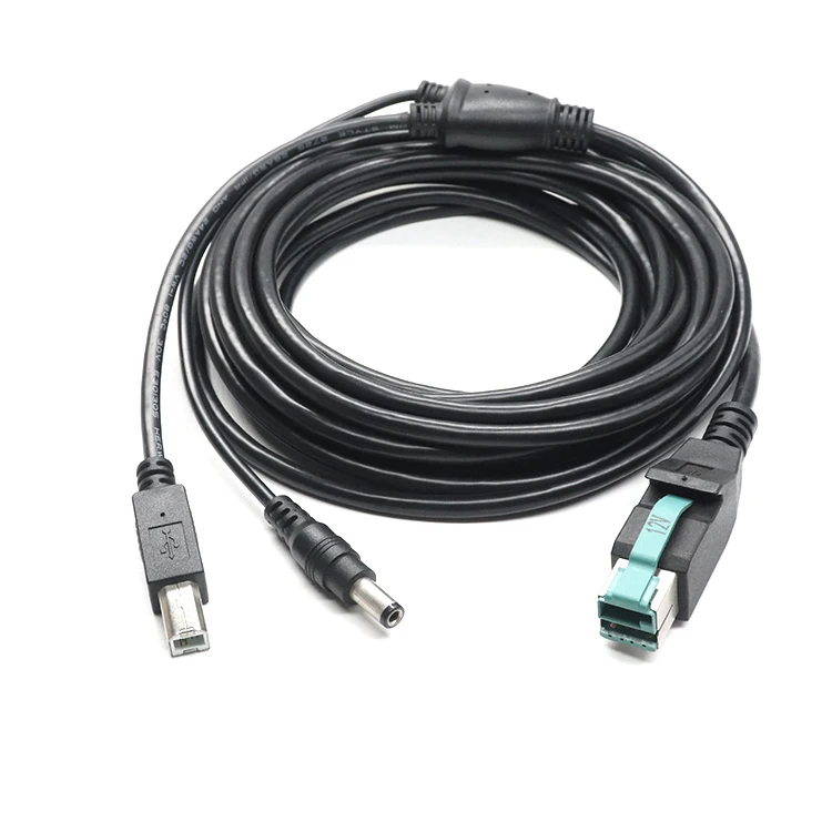 Usb-разъёмы штепсельного и розеточного принтер кабель 12V poweredusb мужской переменного тока в постоянный 5525 5521 штекером постоянного тока для подключения к DC бочоночного разъема кабеля питания