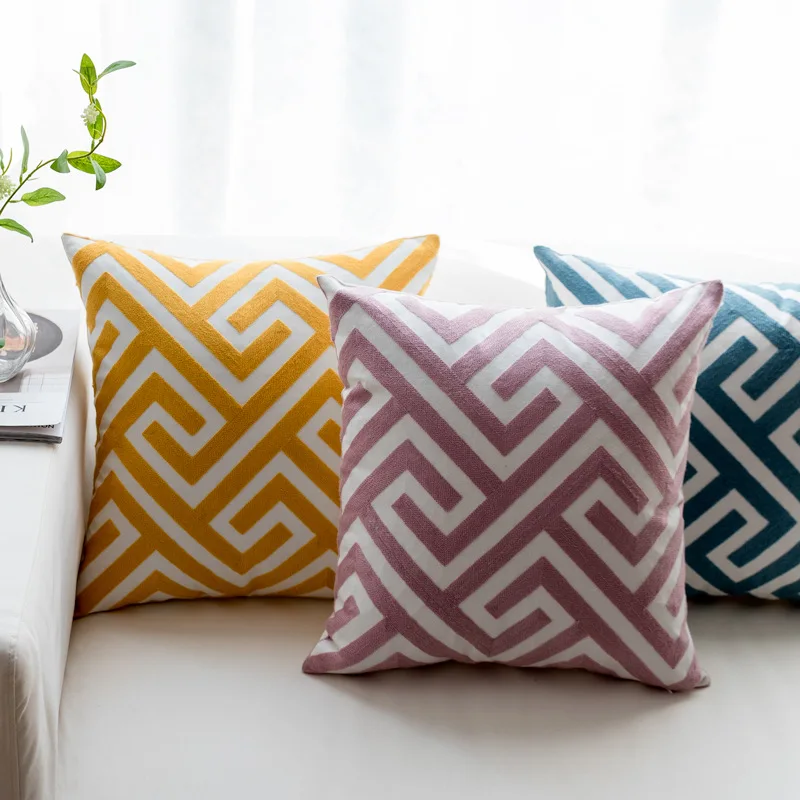 Nordic Geometric Pillow Cotton Cushion American Model House Home Cushion Cover