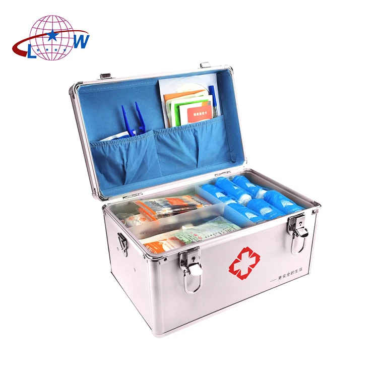 Medical first aid kit customized processing metal medical lock box home first aid kit