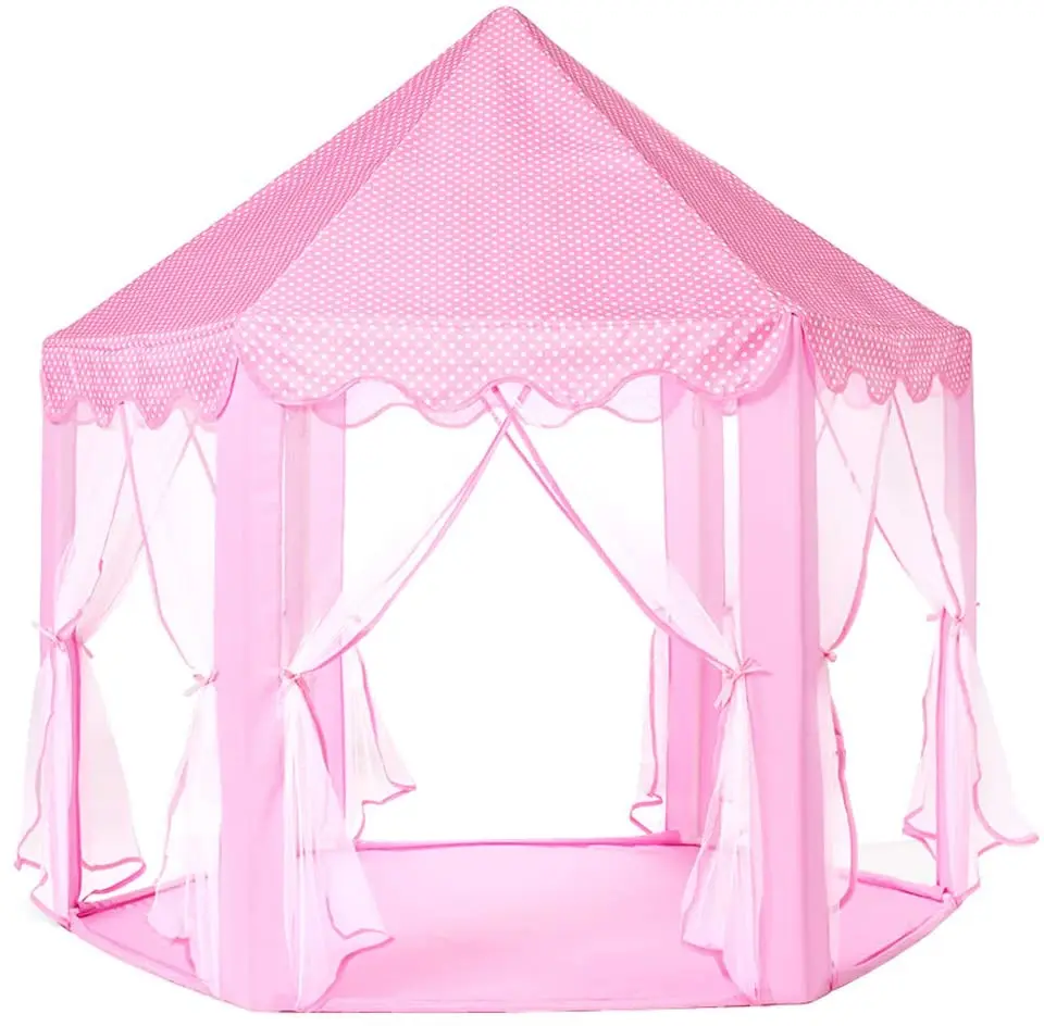 
Princess Tent Bonus Star Lights Girls Large Hexagon Playhouse Kids Castle Play Tent for Children 