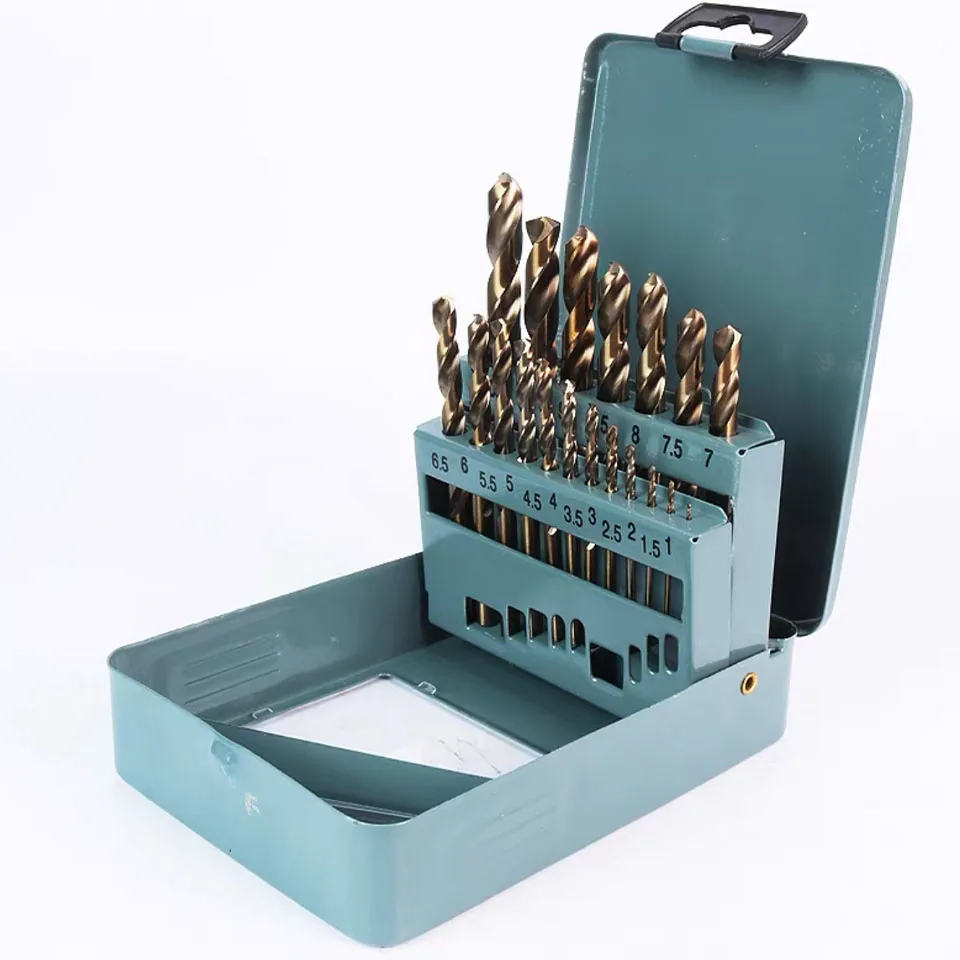 Durable M2 Hss Roasted Jute Drill 25pcs Straight Shank Twist Drill Bit Set