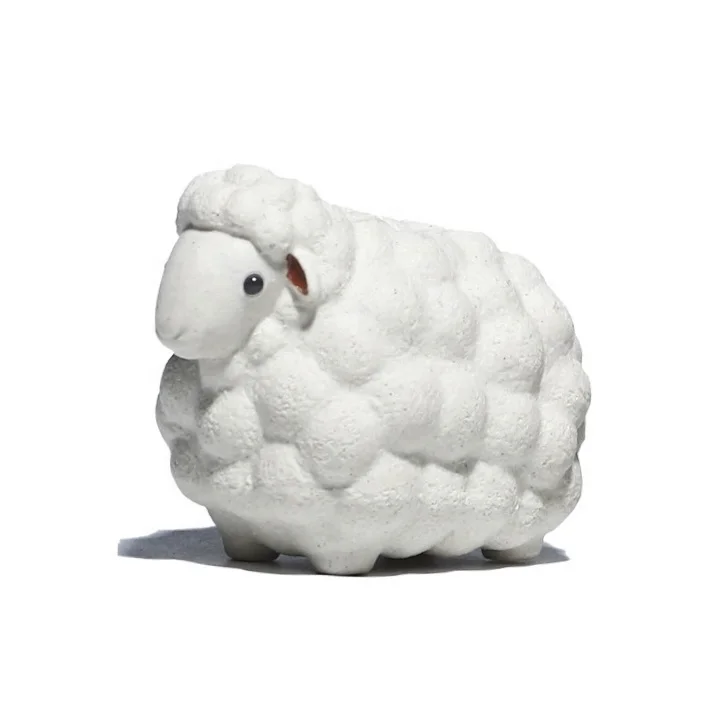 Handmade Purple Clay Cute Lamb Jewelry Decorative Art Design Desktop Ceramic Tea Ceremony Accessories