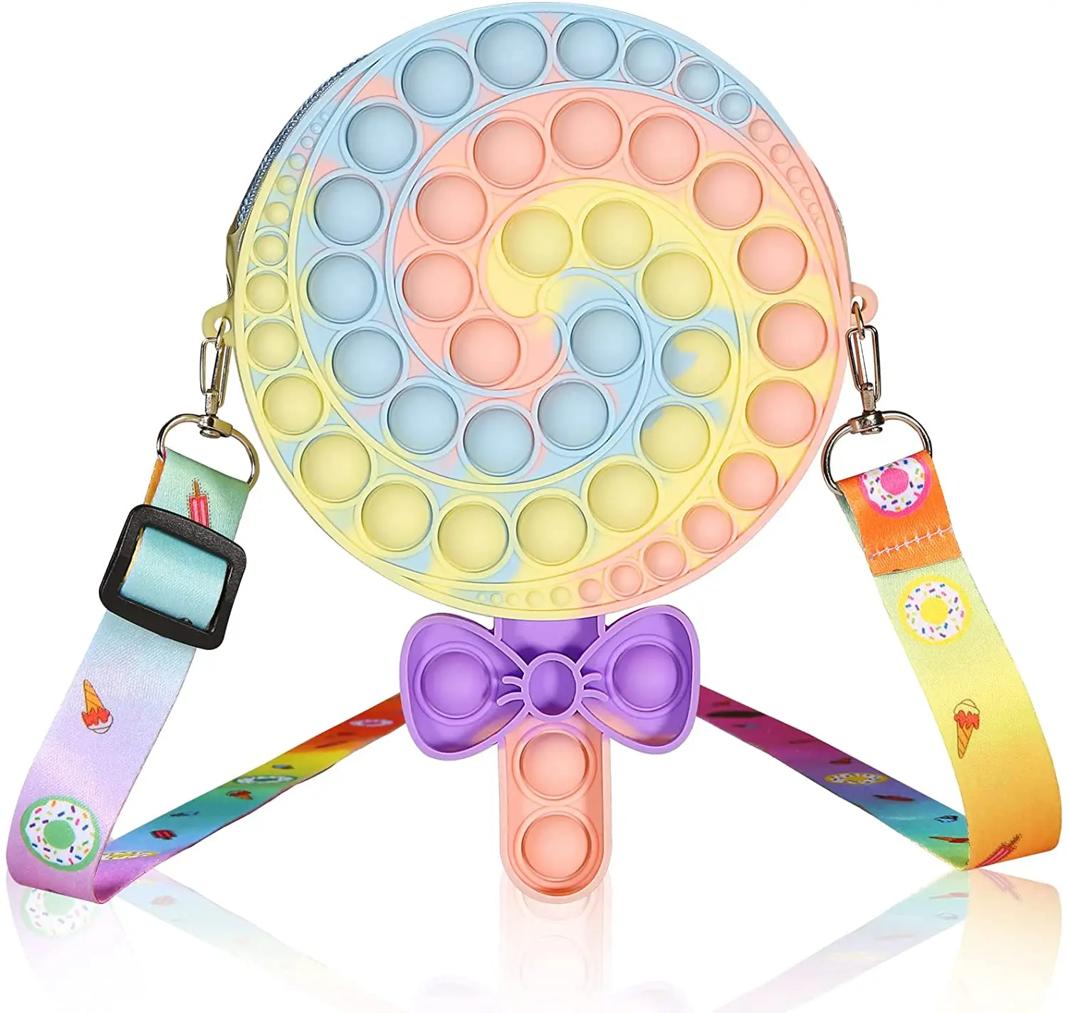 Kids Educational Fidget Toy Coin Purse Popper Pops Shoulder Bag Lollipop Push Pop Fidget Purse Crossbody Messenger HandBags