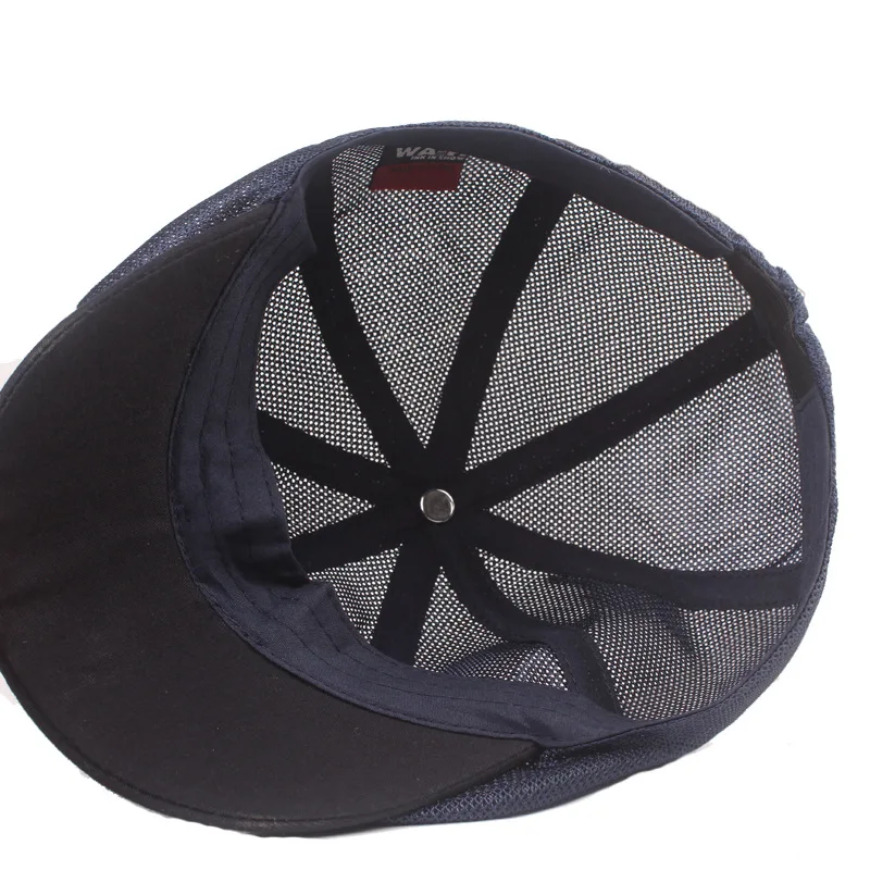 Wholesale Custom Mesh Summer Cheap Berets Hat Adjustable Newsboy Berets Ivy Caps Breathable Cabbie Flat Cap for Men