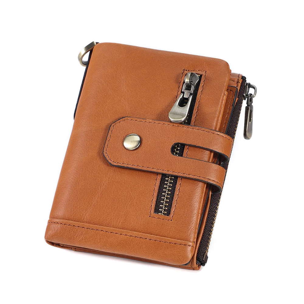 100% Genuine Leather Male Purses With Zip Coin Pocket Men Wallet And Card Holder Wallets Leather Men