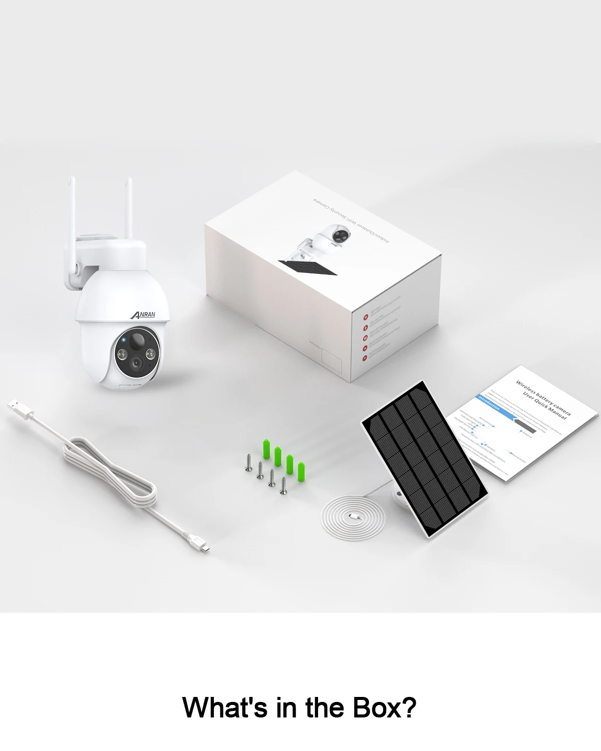 ANRAN Solar Powered 2K HD Free APP Control Full Color Night Vision Home Battery Wifi PTZ Security Camera