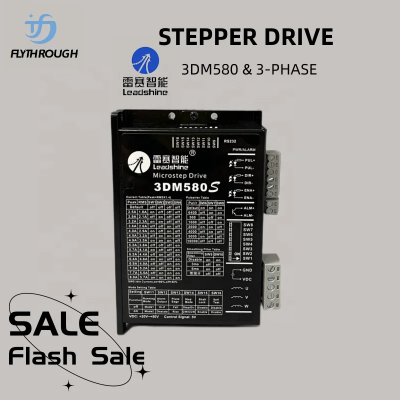 Flythrough 1.2 degree 3 phase NEMA 23 stepper motor driver  or stepper motor controller  3DM580  3DM580S 3DM583 3ND583B 3ND583