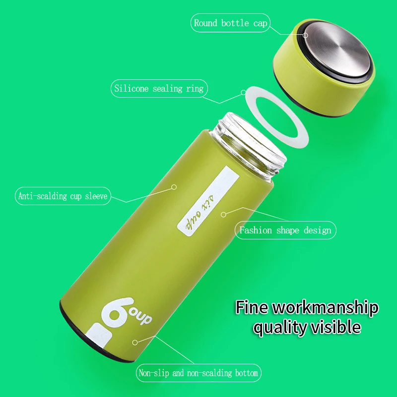 Wholesale Portable 450ml Large Capacity Glass Water Bottles Direct Drinking Cups for Men Women Children for Camping