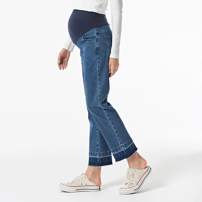 Wholesale Office Jeans Underbelly Loose Jeggings Distressed Maternity Jeans Comfy Stretch Pregnancy Clothes Pants for Women
