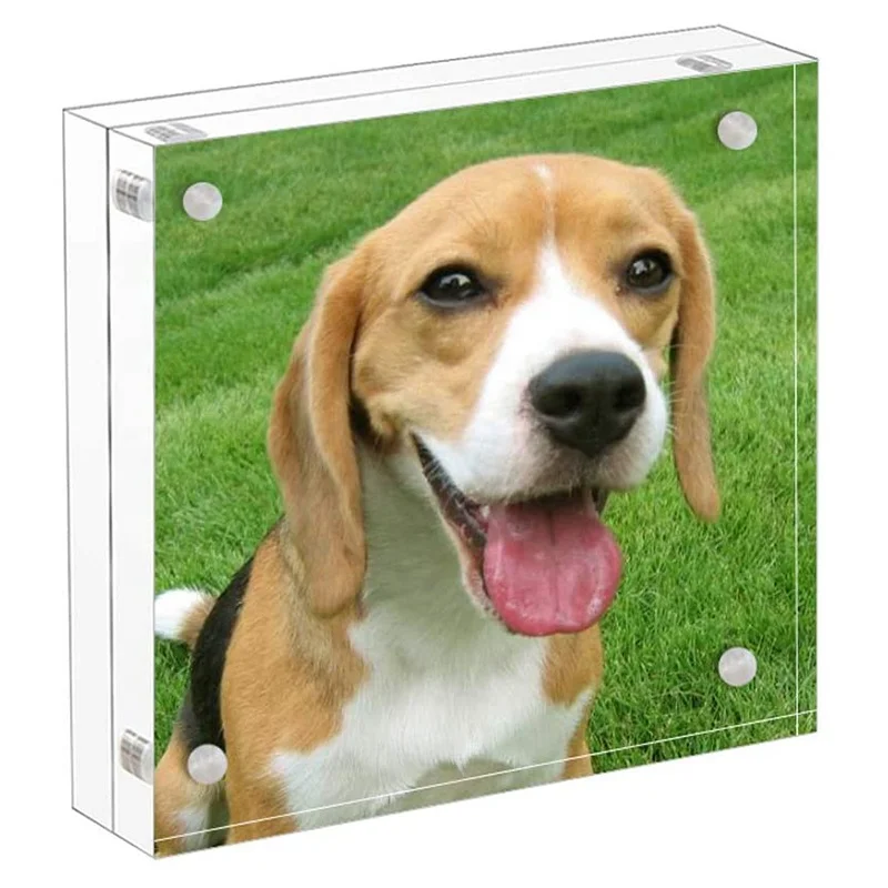 Акриловая настольная фоторамка из плексигласа, двусторонняя магнитная, 4 х4 дюйма, 10 мм + 10 мм, стеклянный знак, дисплей