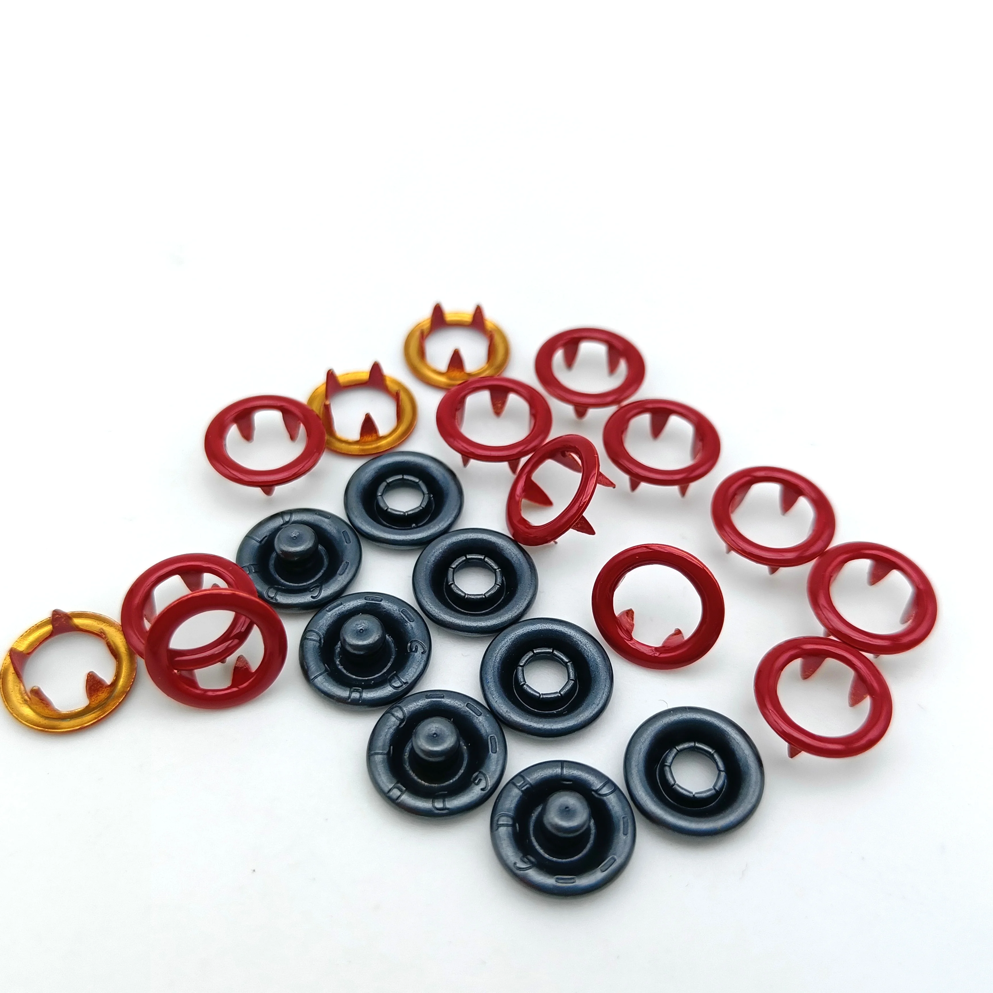 custom size brass dyed double prong ring snap button for clothing