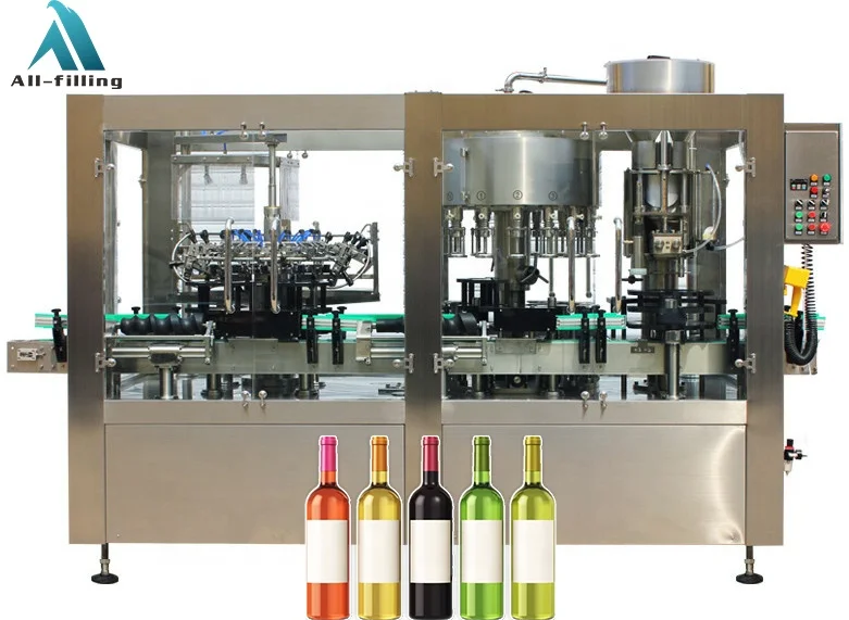 Automatic 750ML Glass bottle Gin Vodka Wine Filling Plant Washing Filling Capping Monoblock