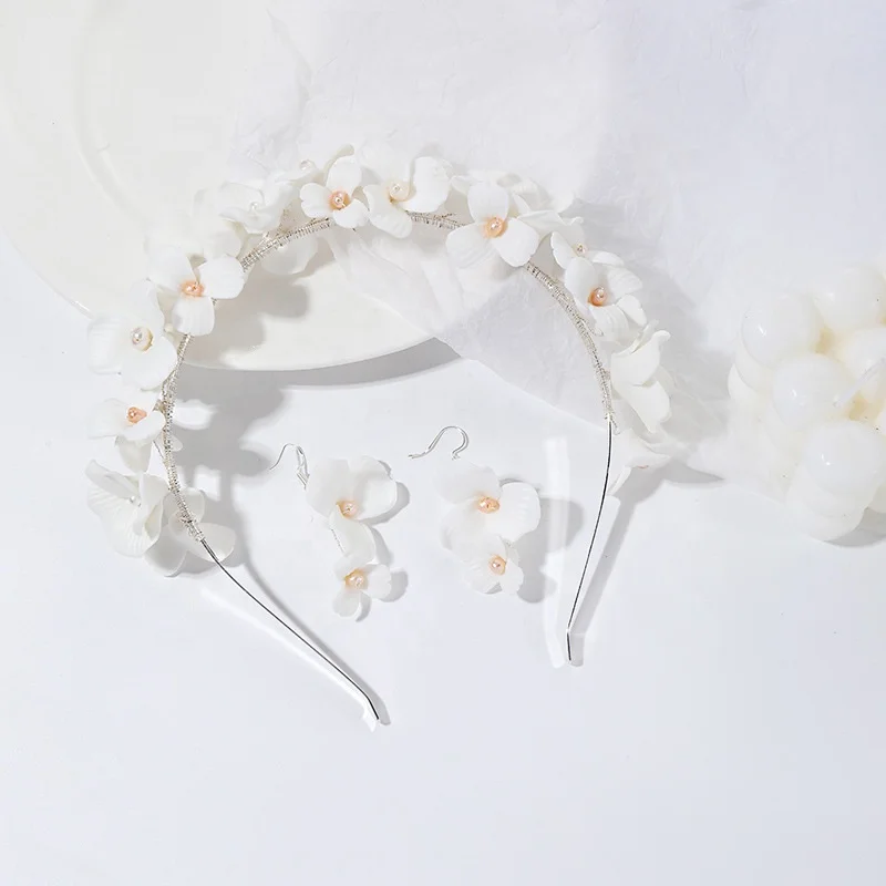 Bridal Wedding accessories Crown Hair accessories Handmade Ceramic Flower Headband Wedding Dress for Women