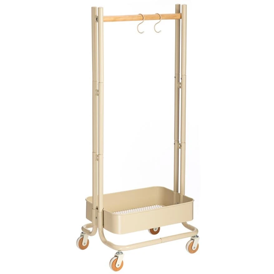 Factory Price Kids Clothes Hanging Rack with Storage Basket Metal Hanger Organizer Coat Rack Stand on Wheels