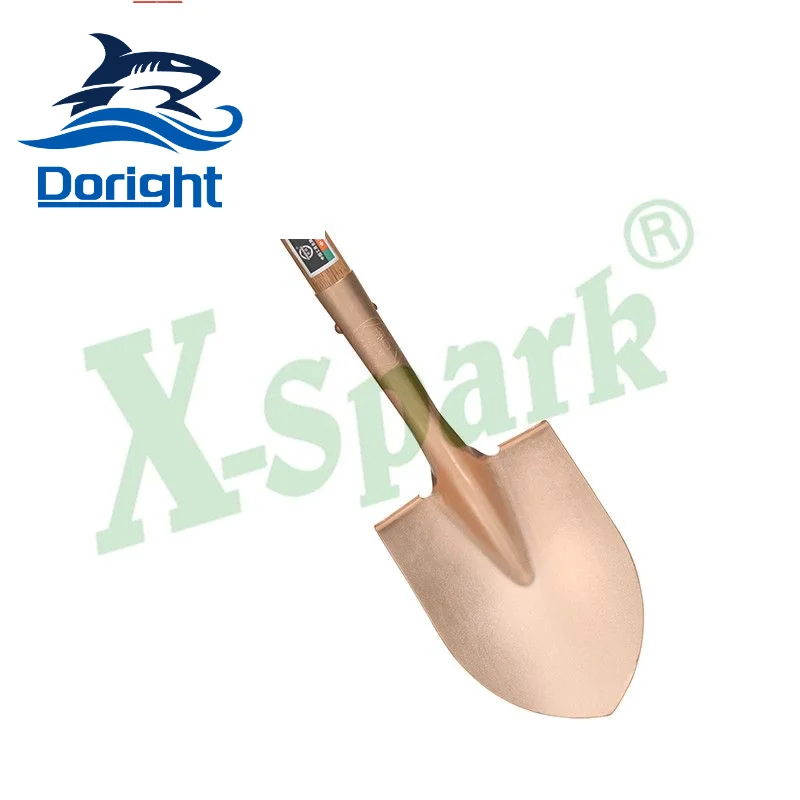 Non Sparking Long Wood Handle Industrial Heavy Duty Round Shovel Square Spade Brass Shovel