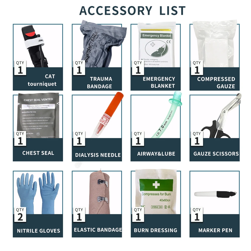 Emak OEM Safety medical supplies outdoor survival trauma first aid kit outdoor camping survival kit