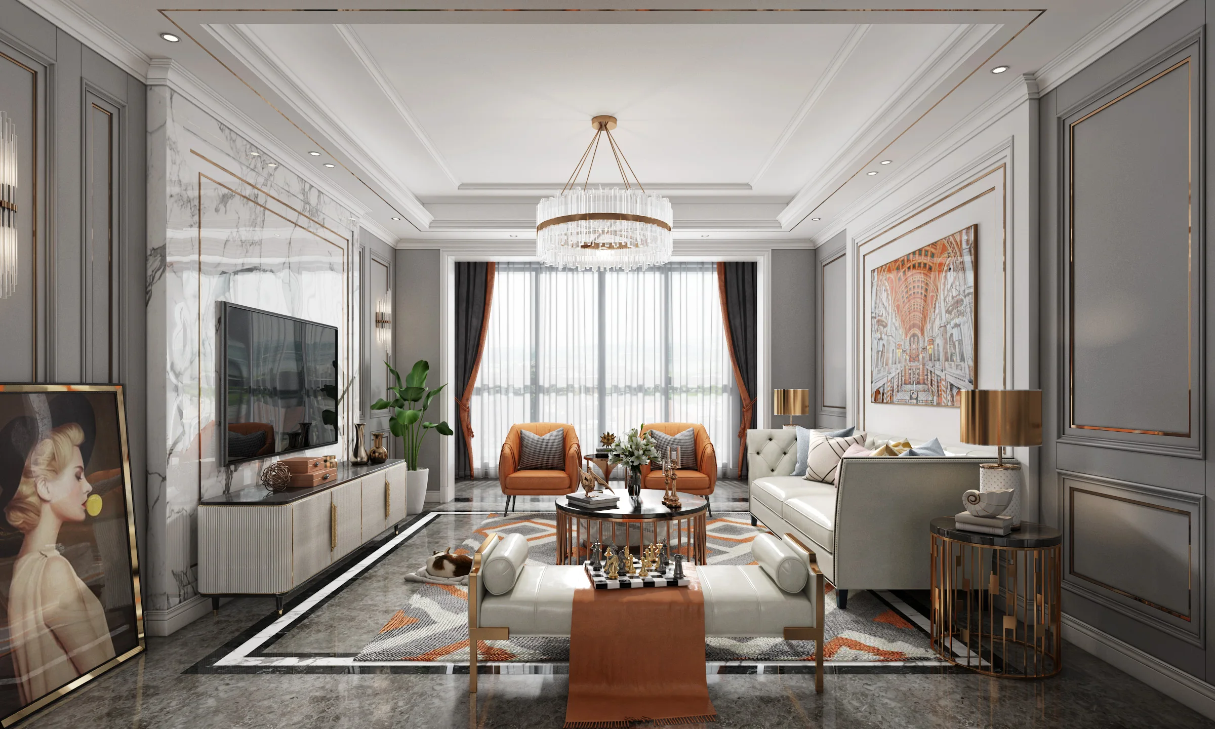 Solid Wood Wall Panel for Home Furniture Elegant Generous TV Background Living Room Decor