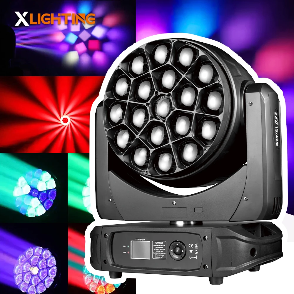 HAWKEYE 19x40W RGBW 4in1 LED moving head light with DMX control bee eye beam moving lights for stage disco party dj club using
