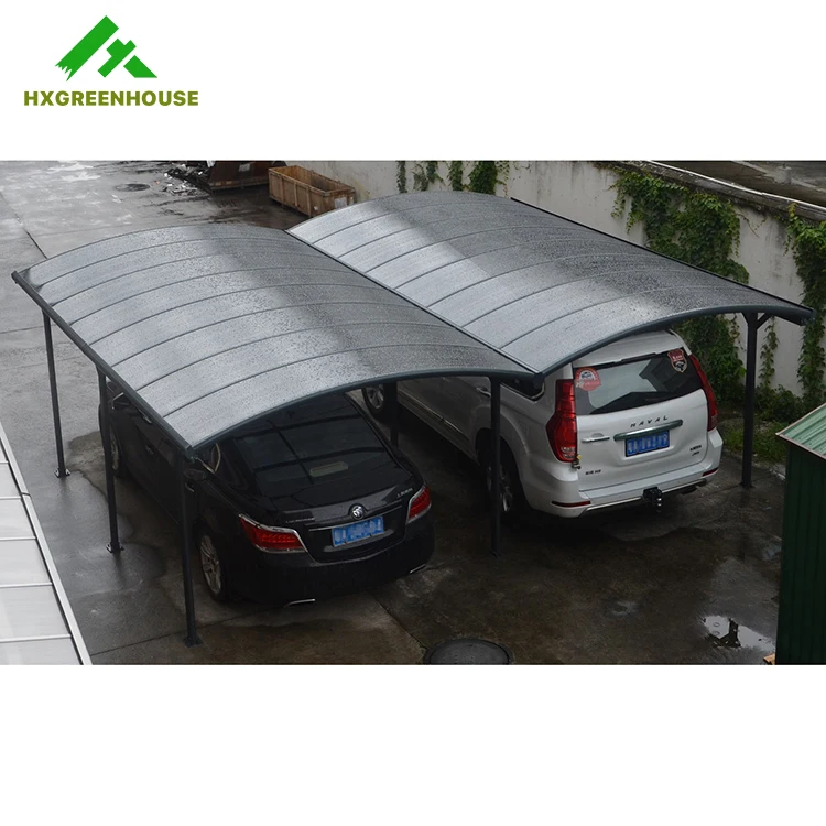 Polycarbonate sheet parking garage free standing metal double carport canopies with arch roof