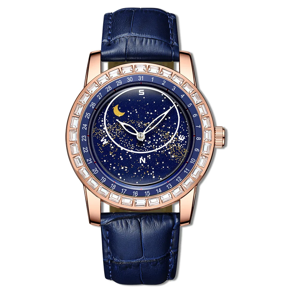 BINBOND 8899 Wholesale Fashion Alloy Wrist Watch for Men Waterproof Luxury Starry Sky Diamond Watch OEM Quartz Watches Men