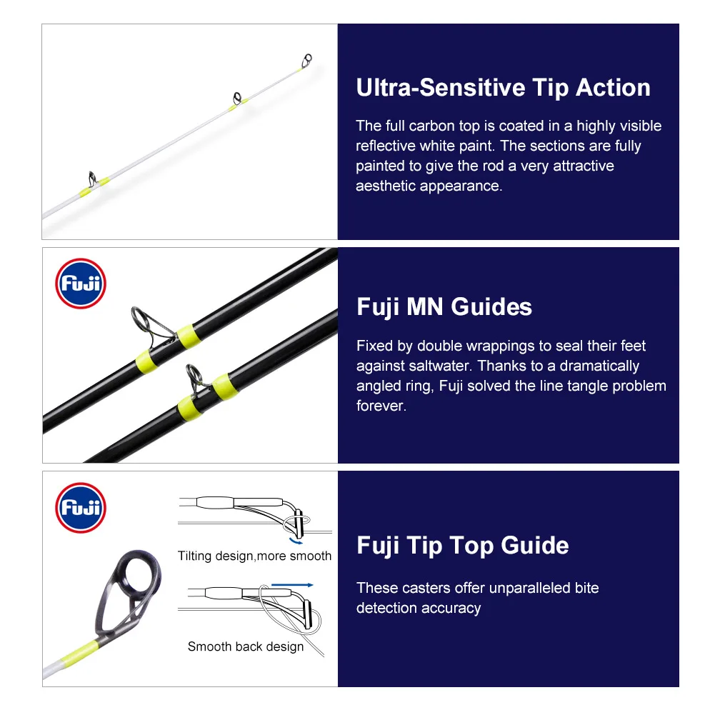 Noeby Carbon Fiber Cast Surf Rod Spinning Fishing Rod Hybrid Solid Tip Long Casting Beach Inshore Fishing Rods