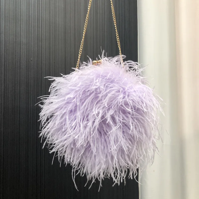 Hot Sale Pink Color Real Ostrich Feather Bag Party Clutch Bag Women Handbags