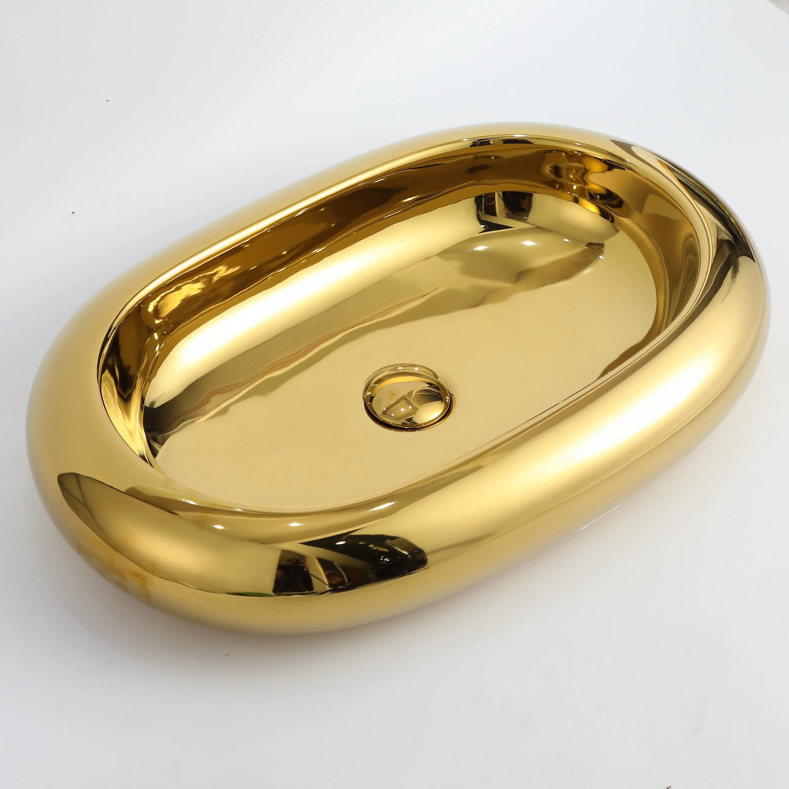 Новая Элегантная раковина для ванной комнаты керамическая золотая Гальваническая Золотая раковина